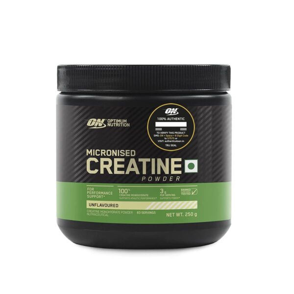 Optimum Nutrition (ON) Micronized Creatine Powder - 250 Gram, 83 Serves, 3g of 100% Creatine Monohydrate per serve