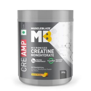 MuscleBlaze Micronised Creatine Monohydrate CreAMP Powder | 62 Servings, 280g | Trustified Certified Creatine