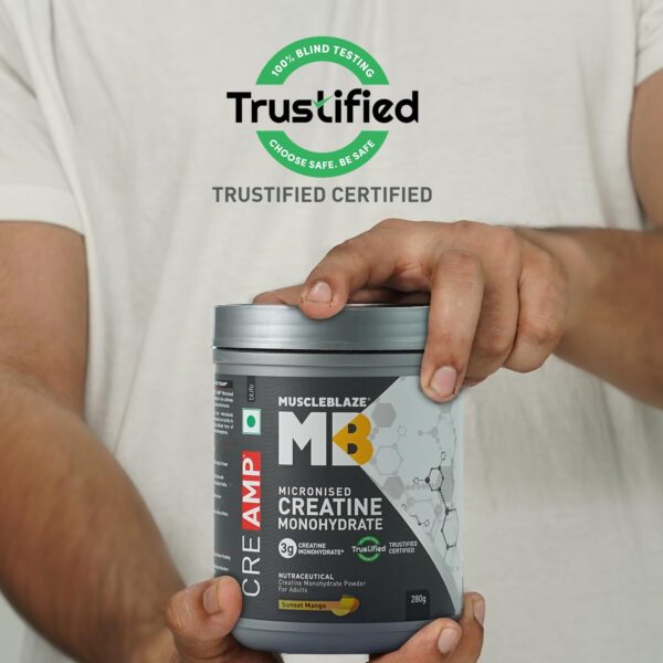 MuscleBlaze Micronised Creatine Monohydrate CreAMP Powder | 62 Servings, 280g | Trustified Certified Creatine - Image 6